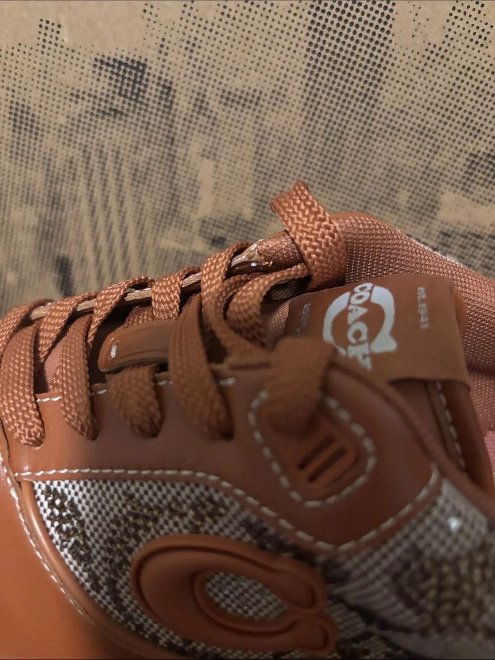 Coach Brown Leather & Monogram Canvas Sneakers with White Sole